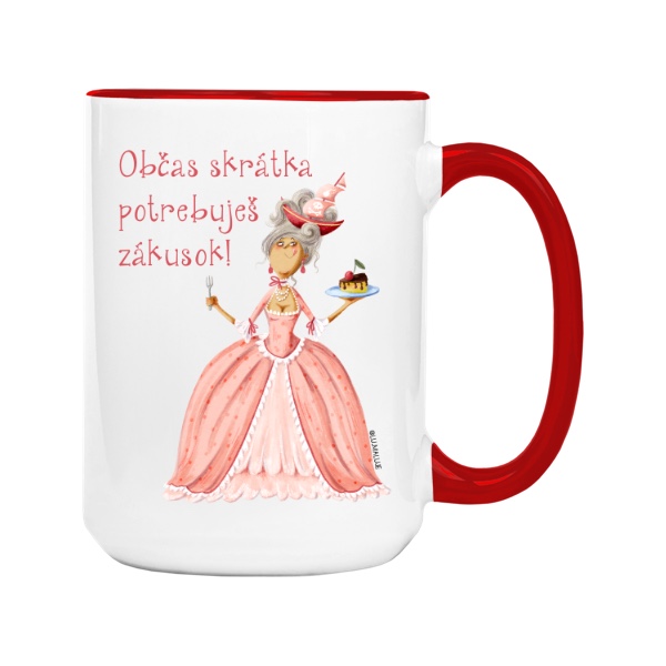 Hrnek velký barevný s potiskem OBČAS POTŘEBUJEŠ ZÁKUSEK | Maria Antoinetta