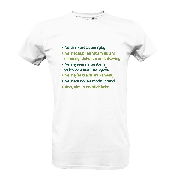 Tričko s potiskem Odpovědi na dotazy karnistů – pánské tričko Bio neutral