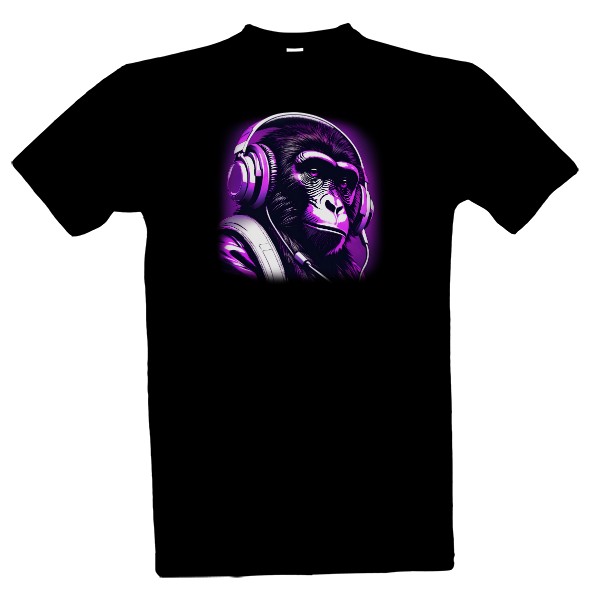 opice tričko sluchátka headset