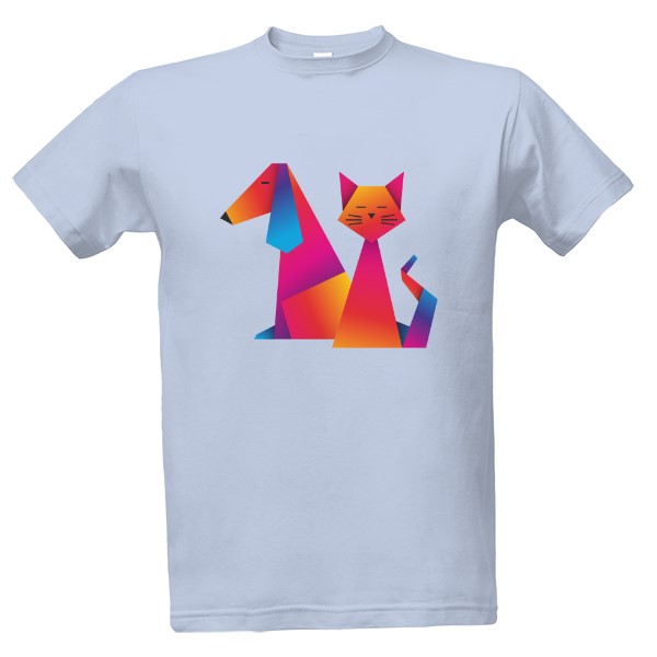 Tričko s potiskem Origami - Pes a Kočka