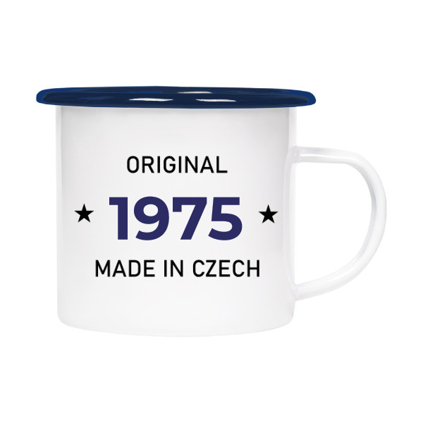 Tin mug - enamel hem Original - made in Czech