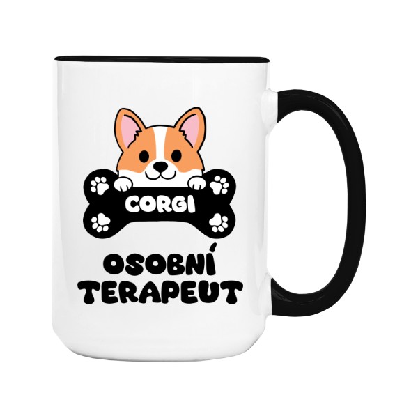 Hrnek velký barevný s potiskem Osobní Terapeut Corgi na hrnku