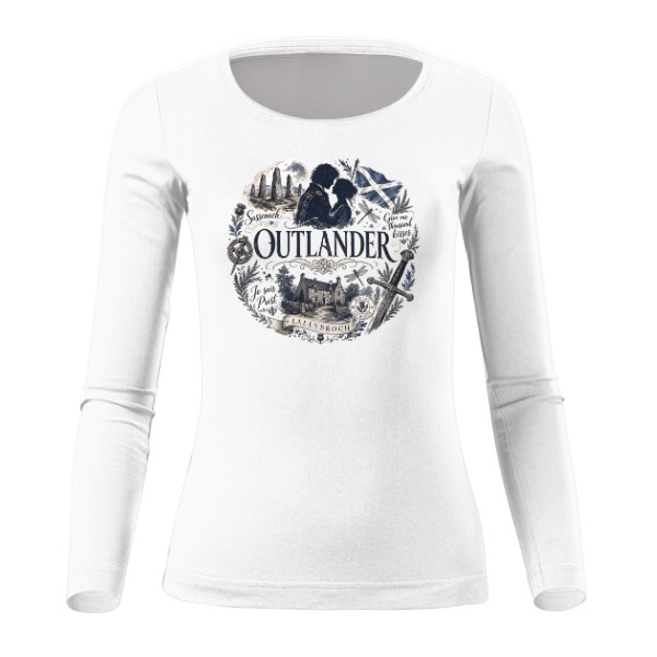 Tričko s potlačou Outlander motiv - Sassenach Lallybroch - Jamie & Claire - d