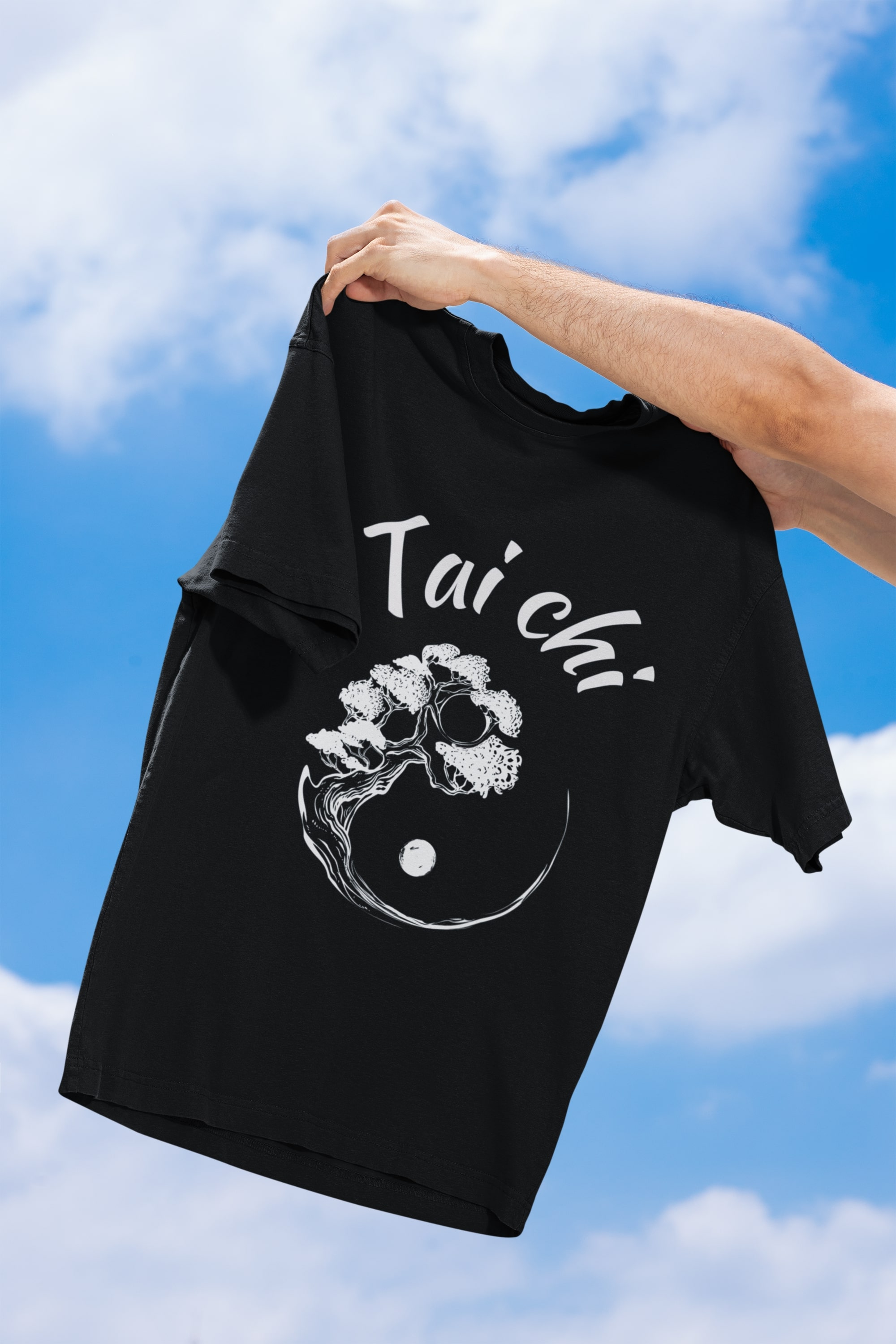 Tričko s potiskem Tai chi jin jang strom
