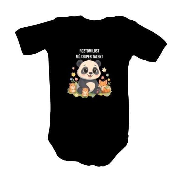 Dětské body  s potiskem Panda - Roztomilost. Můj super talent