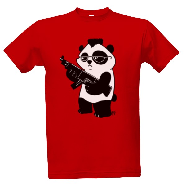 Tričko s potlačou Panda zabijak so samopalom