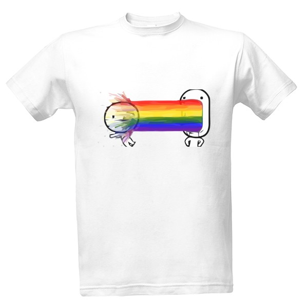 Pánské bílé tričko rainbow 