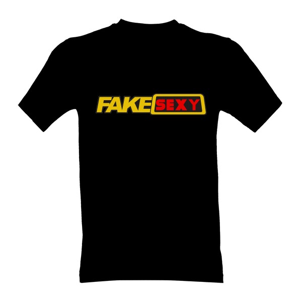 Tričko s potiskem Pánské černé tričko FAKE