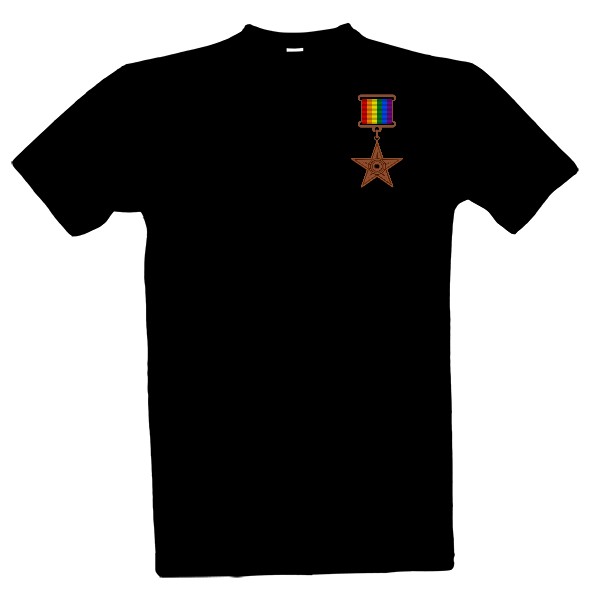 Tričko s potiskem Pánské černé tričko LGBT odznak 