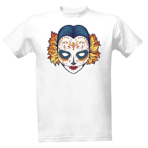 Tričko s potiskem Pánské tričko Lady skull bílé