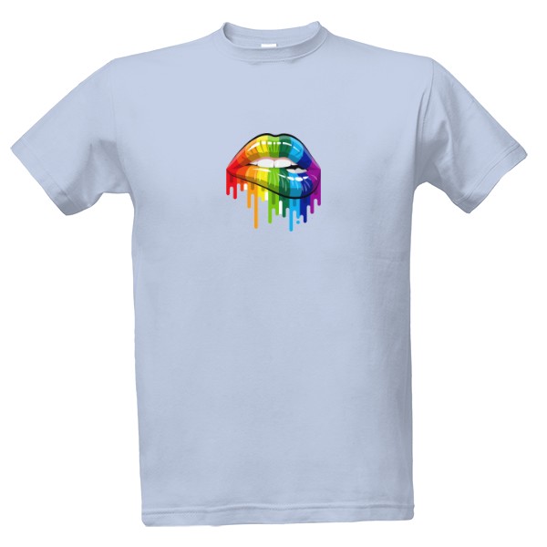 Tričko s potiskem Pánské tričko LGBT lips modré