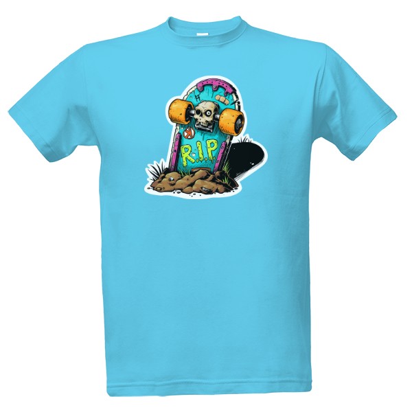 Tričko s potiskem Pánské tričko RIP skull nebeská modrá