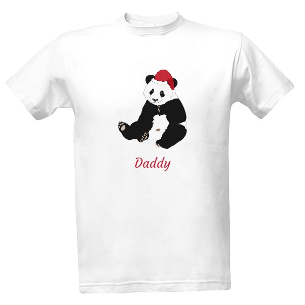 Tričko s potiskem Pánské triko - Vánoční panda Táta