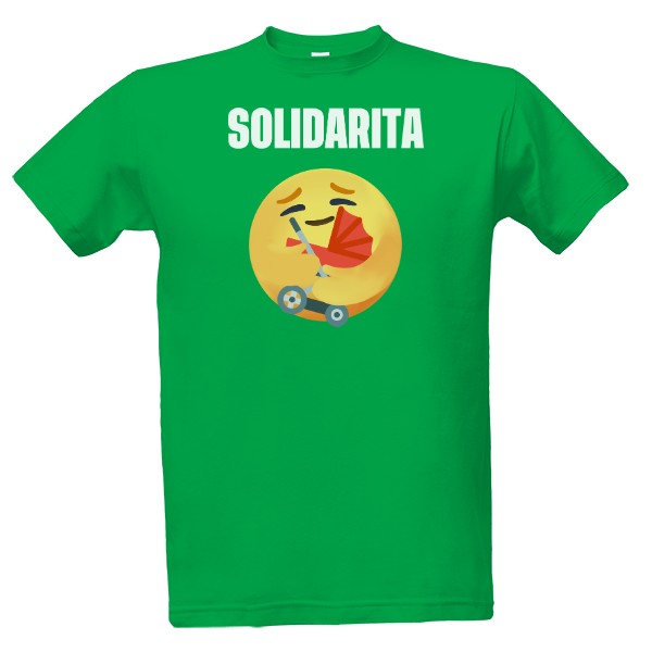 Pánské zelené kampaňové triko Solidarita - Kočárek