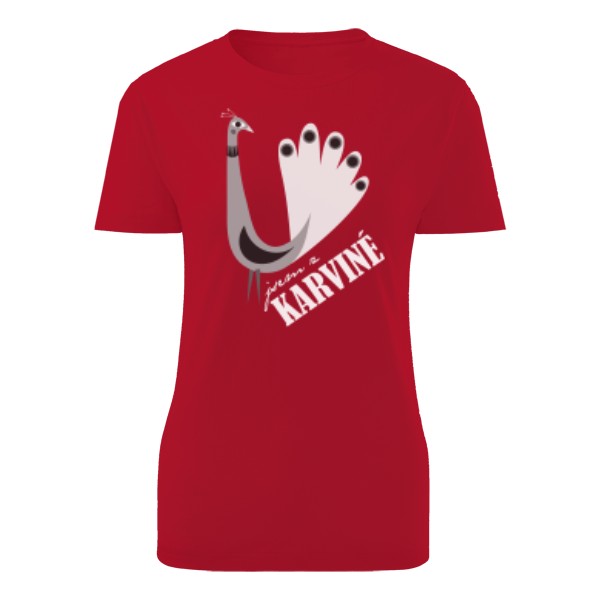 Tričko s potiskem Páv - Jsem z Karviné na tmavé triko dámské