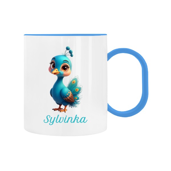 Dětský hrnek plastový s potiskem Páv se jménem 