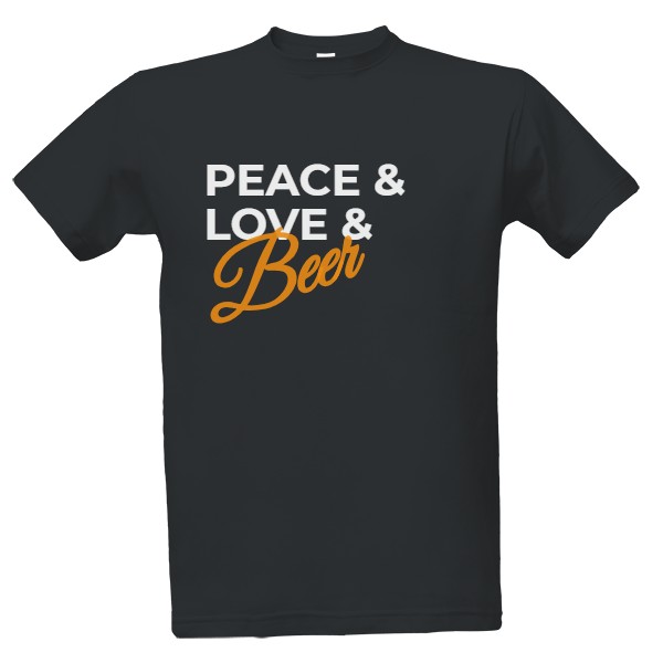 Tričko s potiskem peace & love & beer