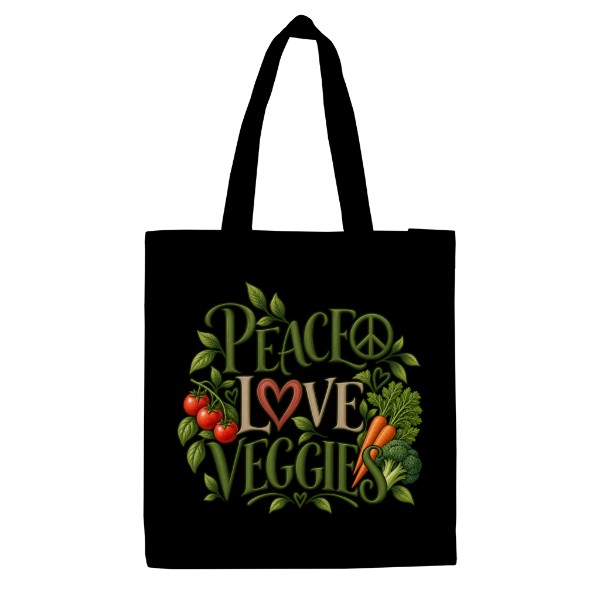 Organic Premium Cotton Tote Westford Mill W261 Peace Love Veggies