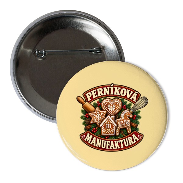 Odznáček s potiskem Perníková manufaktura – znak pro pekařky perníčků