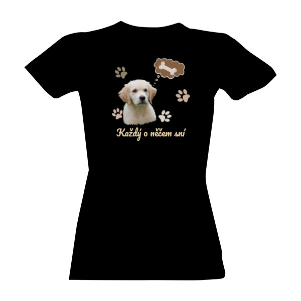 Tričko s potiskem Pes o něčem sní