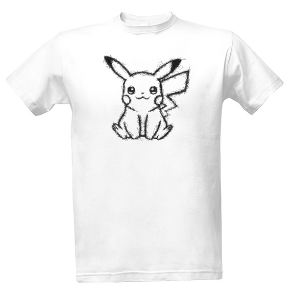 Tričko s potiskem Pikachu - scribble style - černá