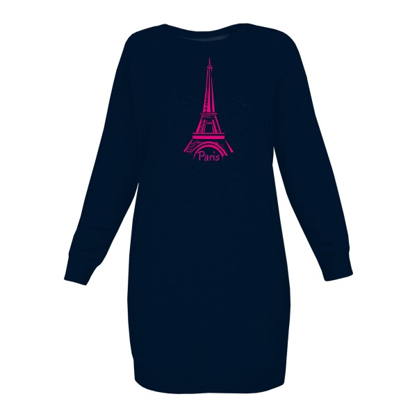 Mikinove šaty Organic s potlačou Pink Paris