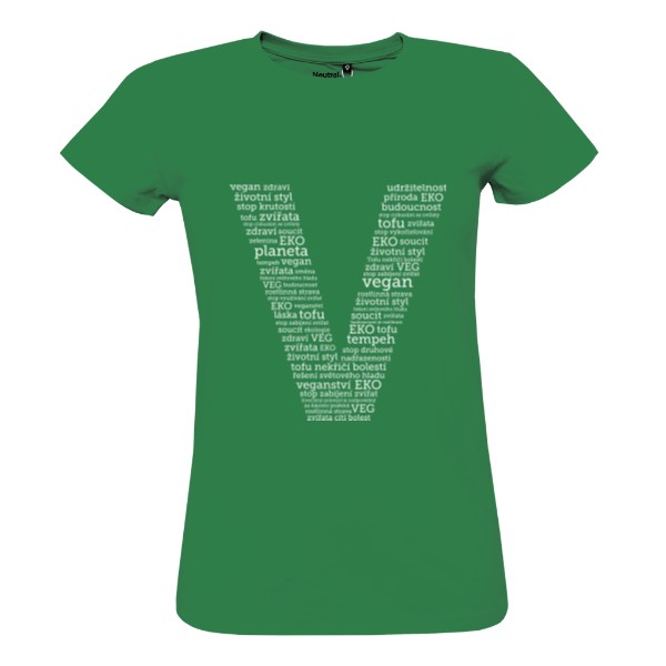 písmeno V složené z Veg slov – dámské tričko Sun organic