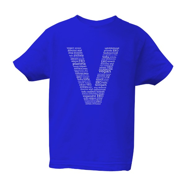 Tričko s potiskem písmeno V složené z Veg slov – dětské tričko Bio neutral
