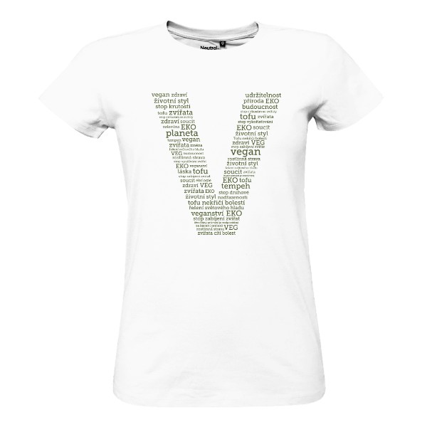 písmeno V složené z Veg slov – dámské tričko Bio neutral