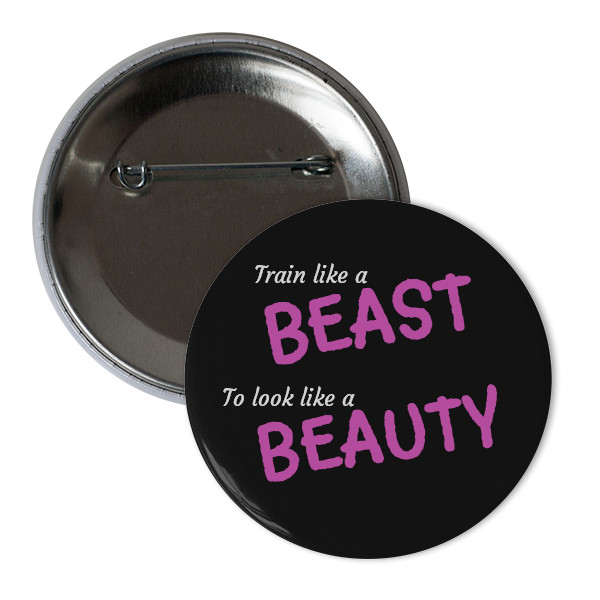 Odznáček  s potiskem Placka Beast&Beauty černá 25mm