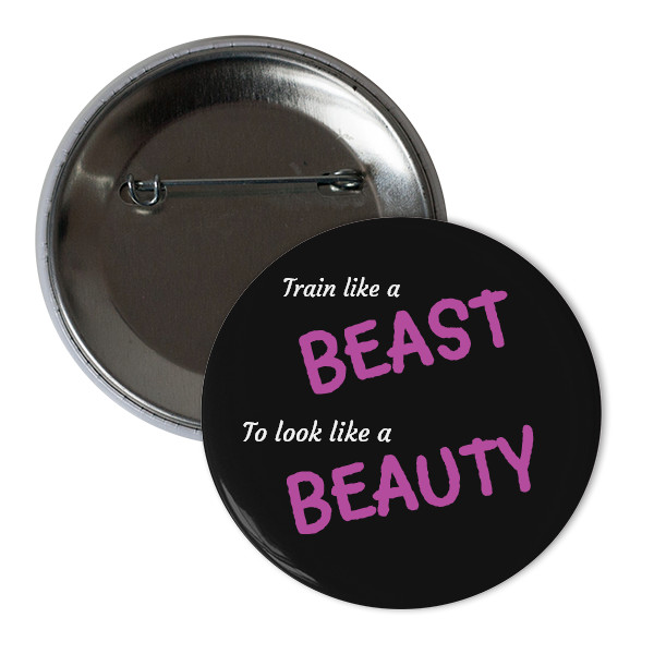Odznáček  s potiskem Placka Beast&Beauty černá 37mm