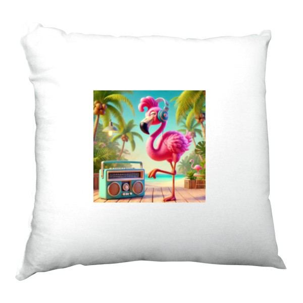 Polštář saténový s potiskem Plameňák music