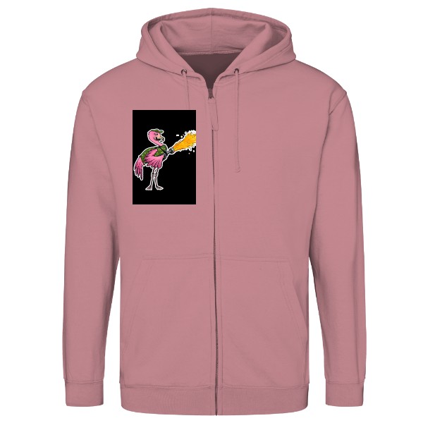 Mikina na zip unisex s potiskem plameňák voják
