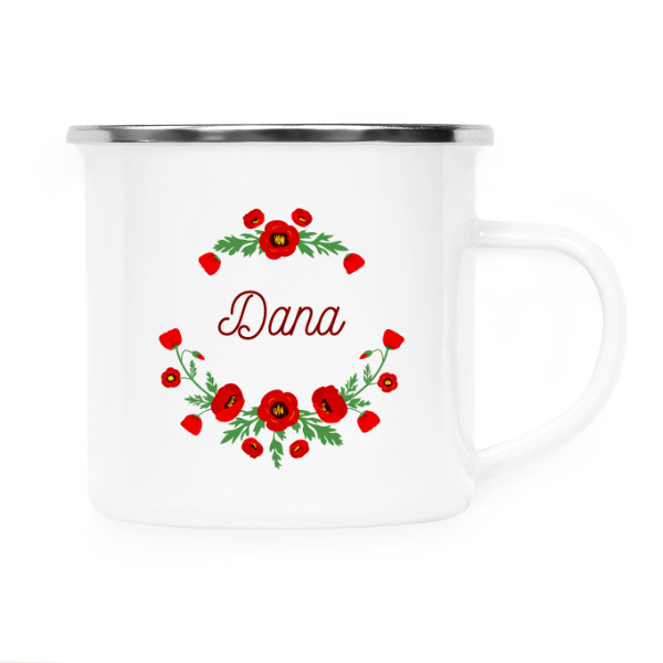 Plecháček - nerezový lem s potiskem Plecháček Dana - vlčí mák