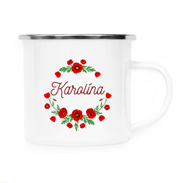 Plecháček - nerezový lem s potiskem Plecháček Karolína - vlčí mák