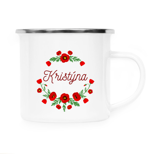 Plecháček - nerezový lem s potiskem Plecháček Kristýna - vlčí mák