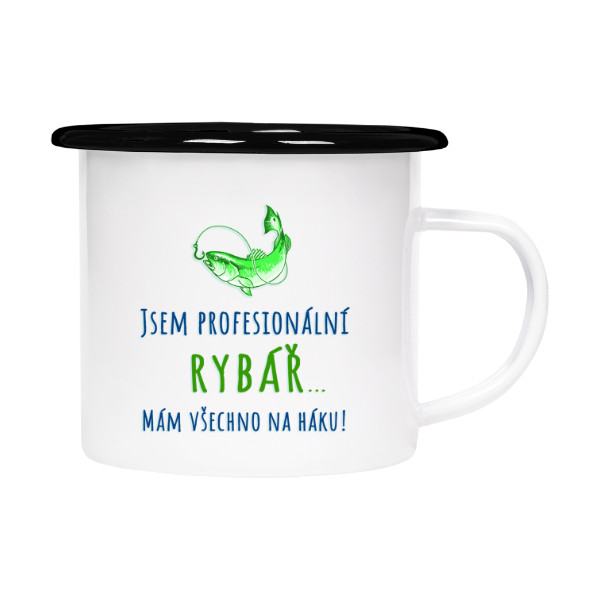 Plecháček - smaltový lem s potiskem Plecháček pro rybáře - rybář
