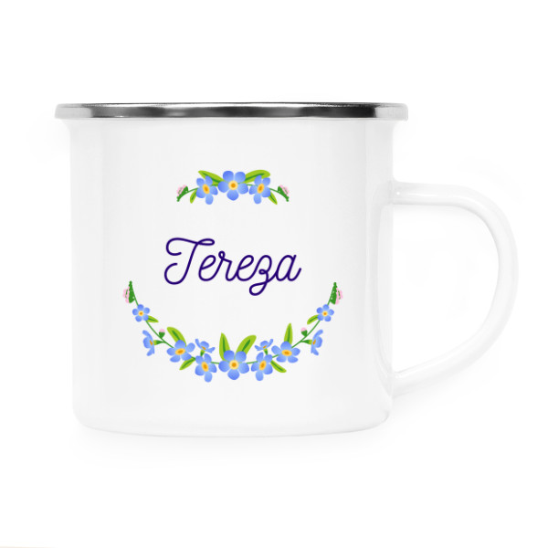 Plecháček - nerezový lem s potiskem Plecháček Tereza - pomněnky