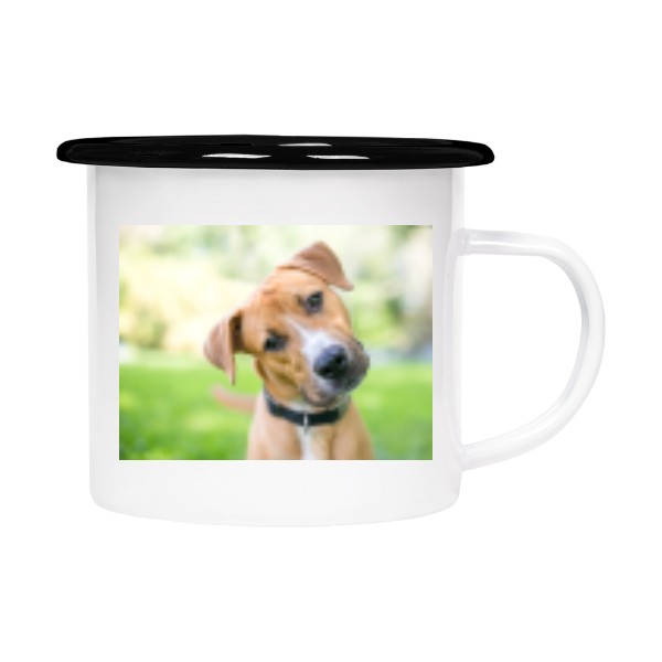 Plecháček - smaltový lem s potiskem Plechový hrnek s motivem Psa 