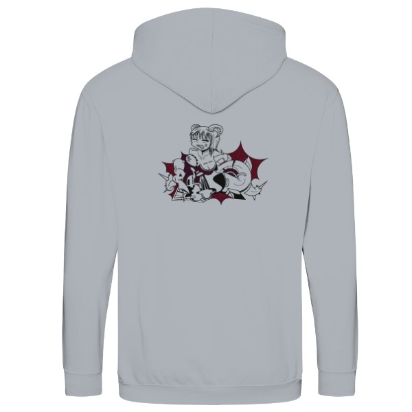 Mikina na zip unisex s potlačou PLS in da Hell Backside