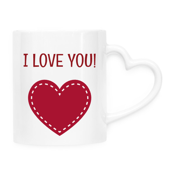 Hrnek srdce s potiskem Hrnek I love you-UPRAVITELNÝ NÁPIS