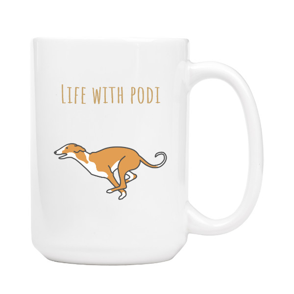 Hrnček velký s potlačou Podenco běžící II