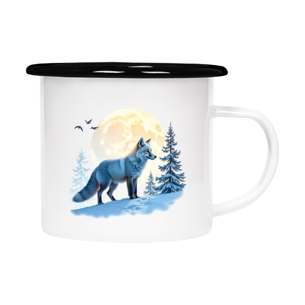 Plecháčik- smaltový lem s potlačou Polární liška