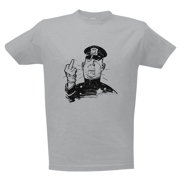 Tričko s potlačou Policajt ukazuje prostředníček