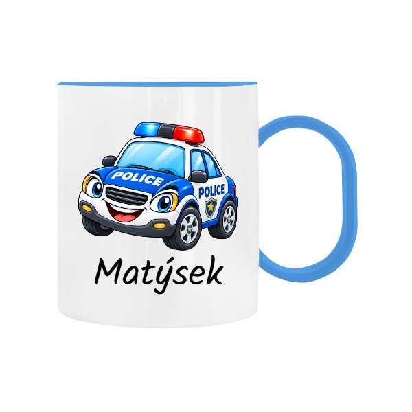 Plastic children's mug Police Car for Kindergarten with Name