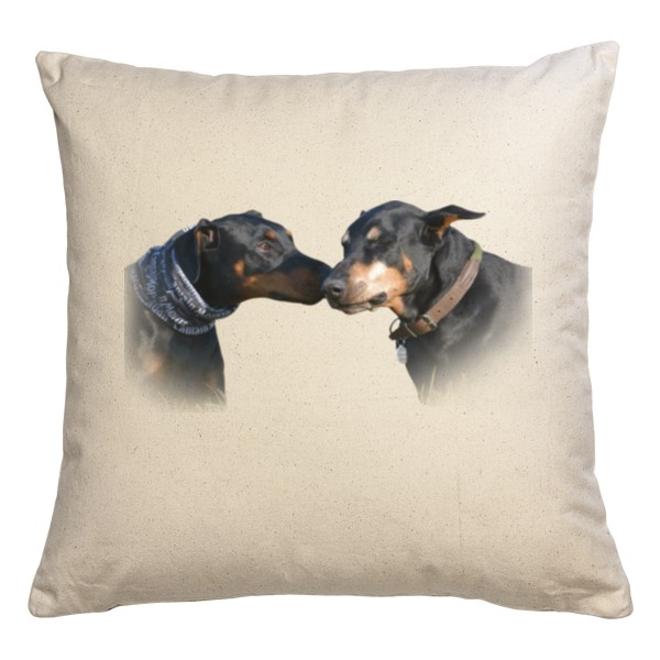 Polštář bavlněný  s potiskem polštář dobrmani 