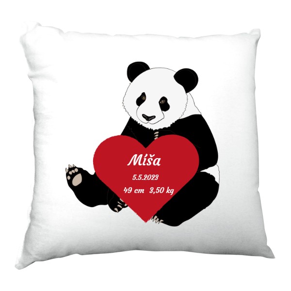 Polštář - Panda červené srdce - Miminka