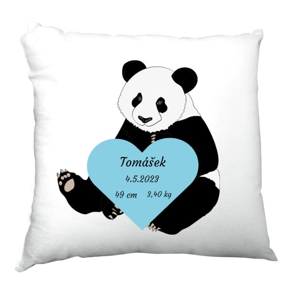 Polštář - Panda modré srdce - Miminka