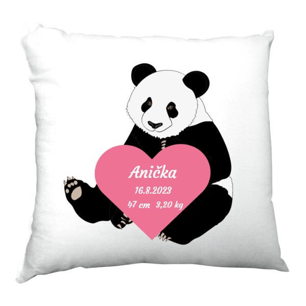 Polštář - Panda růžové srdce - Miminka