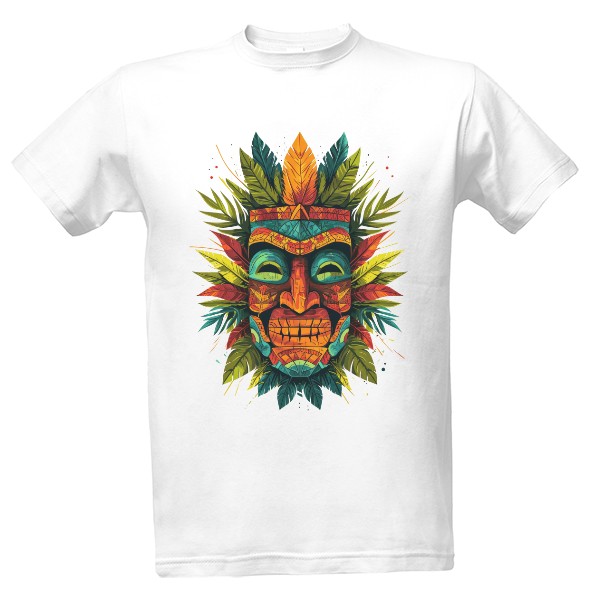 Tričko s potlačou Polynéská maska Tiki